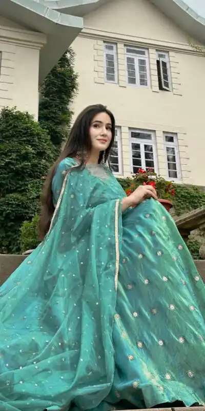 NF 1251 Firozi Color Simmar Silk Anarkali Suit with Embroidery Work. Get it for ₹2149. Delivery 4-6 Working Days. Shop now. | Anarkali Suits, Bollywood Anarkali, Creative-Anarkali, Designer Anarkali, Embroidered Anarkali, Party Wear Anarkali