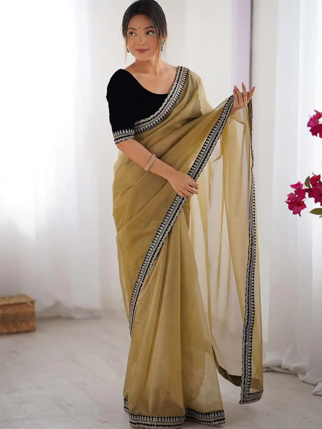 SC 1017 Gold Soft Twil Net Silk Saree Perfect for Wedding, Party, Temple Visit, Reception, Sangeet – . Now at just ₹1699. Delivery 4-6 Working Days. | Designer Sarees, Sarees, Bollywood Sarees, Creative Sarees, Embroidered Sarees, Ethnic Saree, Modern Digital sarees, Party Wear Sarees