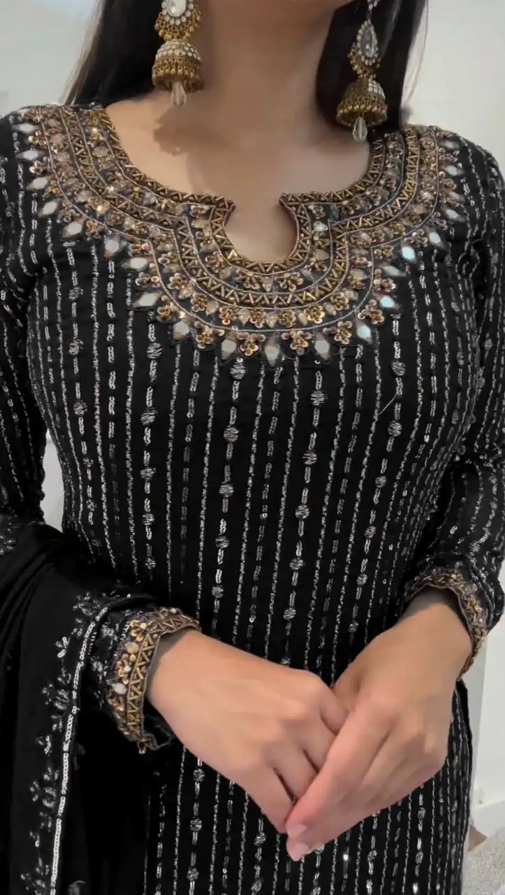 Gorgeous Black Georgette Thread Work Salwar Suit - Image 4