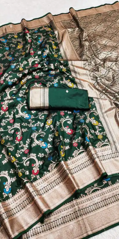 MB Green Pink Banarasi silk Saree with Zari Work & Lace Work. Wedding, Party, Festive, Now at just ₹1949. Delivery 4-6 Working Days. Shop now. | Designer Sarees, Sarees, Bollywood Sarees, Creative Sarees, Embroidered Sarees, Ethnic Saree, Modern Digital sarees, Party Wear Sarees