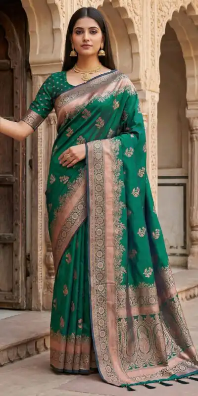 MB 39 Green Color Banarasi Saree with Zari Work & Lace Work. Introductory Price ₹1899. Delivery 4-6 Working Days. Shop now. | Designer Sarees, Sarees, Bollywood Sarees, Creative Sarees, Embroidered Sarees, Ethnic Saree, Modern Digital sarees, Party Wear Sarees