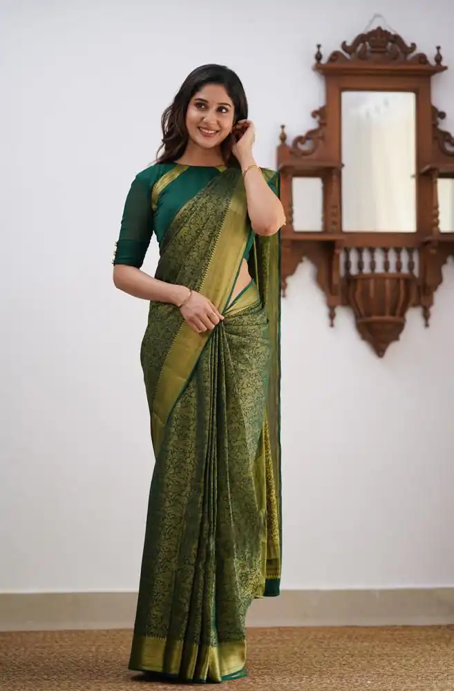 KPR 168 Green in Soft Lichi Silk Lace Border & Lace Work Saree . Available at ₹1299 only. Delivery 4-6 Working Days. Shop now. | Designer Sarees, Sarees, Bollywood Sarees, Creative Sarees, Embroidered Sarees, Ethnic Saree, Modern Digital sarees, Party Wear Sarees