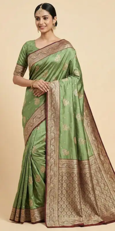 MB 13 Green Color Smooth Satin Gold Butta Zari Work Saree. Online Special Price ₹2149. Delivery 4-6 Working Days. Shop now. | Designer Sarees, Sarees, Bollywood Sarees, Creative Sarees, Embroidered Sarees, Ethnic Saree, Modern Digital sarees, Party Wear Sarees
