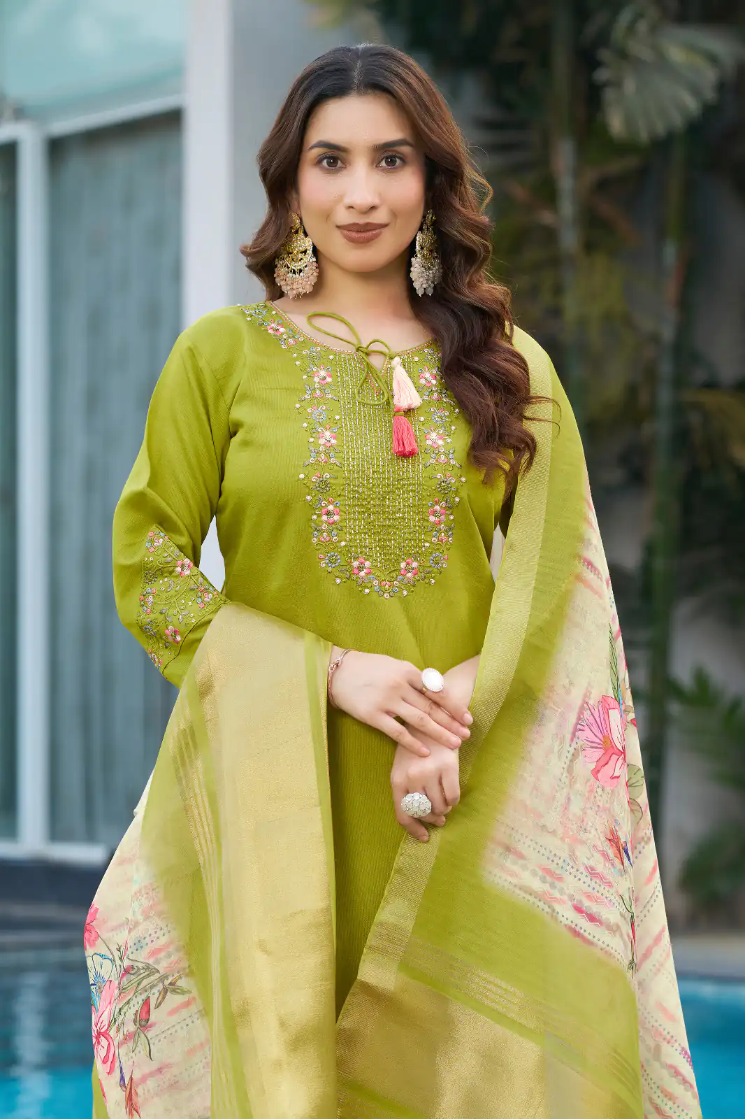 DIVA 115 Green Viscose Silk Salwar Suit with Digital Print & Embroidery Work. Festive Deal ₹2049. Delivery 4-6 Working Days. Shop now. | Jump Suits, Salwar suit, Casual Suits, Creative suits, Designer Suits, Palazzo Suits, Party Wear Suits, Patiala Suits, Straight Suits