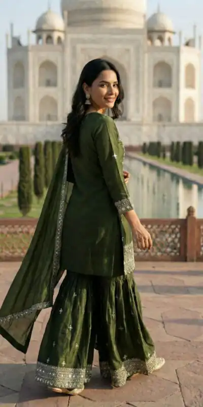 ZSR 3160 Green Zimmy Silk Salwar Suit with Embroidery Work & Mirror Work. Grab it for ₹2399. Delivery 4-6 Working Days. Shop now. | Jump Suits, Salwar suit, Casual Suits, Creative suits, Designer Suits, Palazzo Suits, Party Wear Suits, Patiala Suits, Straight Suits
