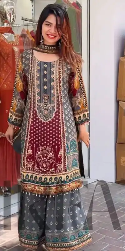 ST 207 Grey Color Georgette Salwar Suit with Embroidery Work. Introductory Price âš1949. Delivery 4-6 Working Days. Shop now. | Jump Suits, Salwar suit, Casual Suits, Creative suits, Designer Suits, Palazzo Suits, Party Wear Suits, Patiala Suits, Straight Suits