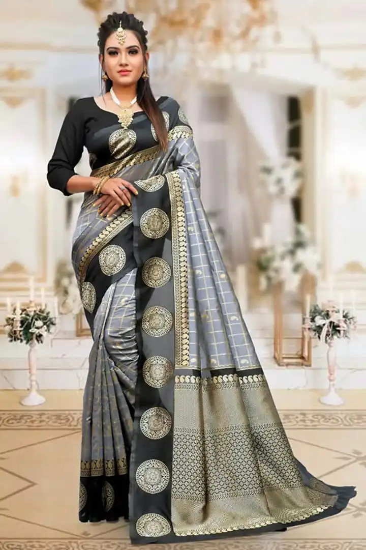 KPR 080 Grey Color Soft Lichi Silk Saree with Lace Border & Lace Work. Best Price ₹1449. Delivery 4-6 Working Days. Shop now. | Designer Sarees, Sarees, Bollywood Sarees, Creative Sarees, Embroidered Sarees, Ethnic Saree, Modern Digital sarees, Party Wear Sarees