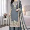 SSR 535 Grey Color in Organza Silk Embroidery Work Salwar Suit . Available at ₹2399 only. Delivery 4-6 Working Days. Shop now. | Jump Suits, Salwar suit, Casual Suits, Creative suits, Designer Suits, Palazzo Suits, Party Wear Suits, Patiala Suits, Straight Suits