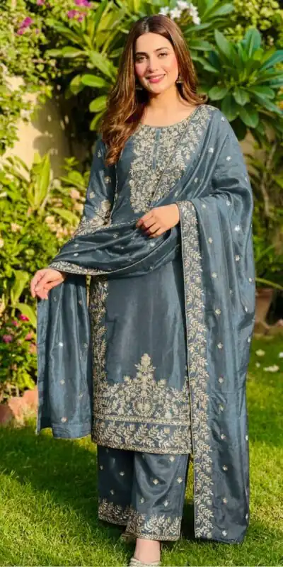 SRK 5316 Grey Organza Silk Salwar Suit Perfect for Wedding, Party, Makar Sankranti, Eid, Durga Puja – . Affordable Price ₹2149. Delivery 4-6 Workin | Jump Suits, Salwar suit, Casual Suits, Creative suits, Designer Suits, Palazzo Suits, Party Wear Suits, Patiala Suits, Straight Suits