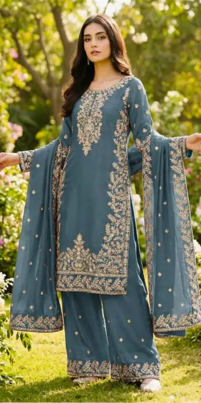 SRK 5316 Grey Organza Silk Salwar Suit Perfect for Wedding, Party, Makar Sankranti, Eid, Durga Puja – . Affordable Price ₹2149. Delivery 4-6 Workin | Jump Suits, Salwar suit, Casual Suits, Creative suits, Designer Suits, Palazzo Suits, Party Wear Suits, Patiala Suits, Straight Suits