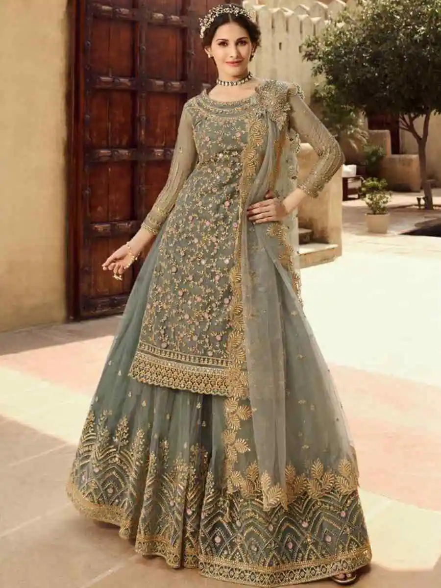 DS 15030 Grey Soft Net Salwar Suit Perfect for Wedding, Party, Baisakhi, Makar Sankranti, Pongal – . Special Price ₹2649. Delivery 4-6 Working | Jump Suits, Salwar suit, Casual Suits, Creative suits, Designer Suits, Palazzo Suits, Party Wear Suits, Patiala Suits, Straight Suits