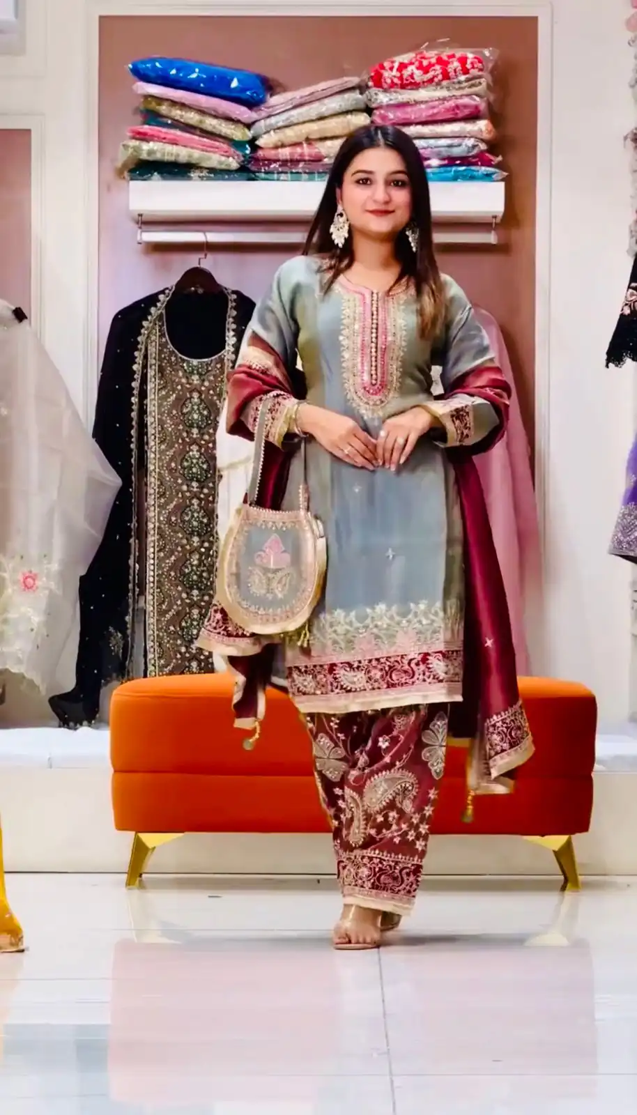 ST 238 Grey in Zimmy Silk. Embroidery Work Salwar Suit Wedding, Party, Festive, Events, Now at just ₹2149. Delivery 4-6 Working Days. Shop now. | Jump Suits, Salwar suit, Casual Suits, Creative suits, Designer Suits, Palazzo Suits, Party Wear Suits, Patiala Suits, Straight Suits