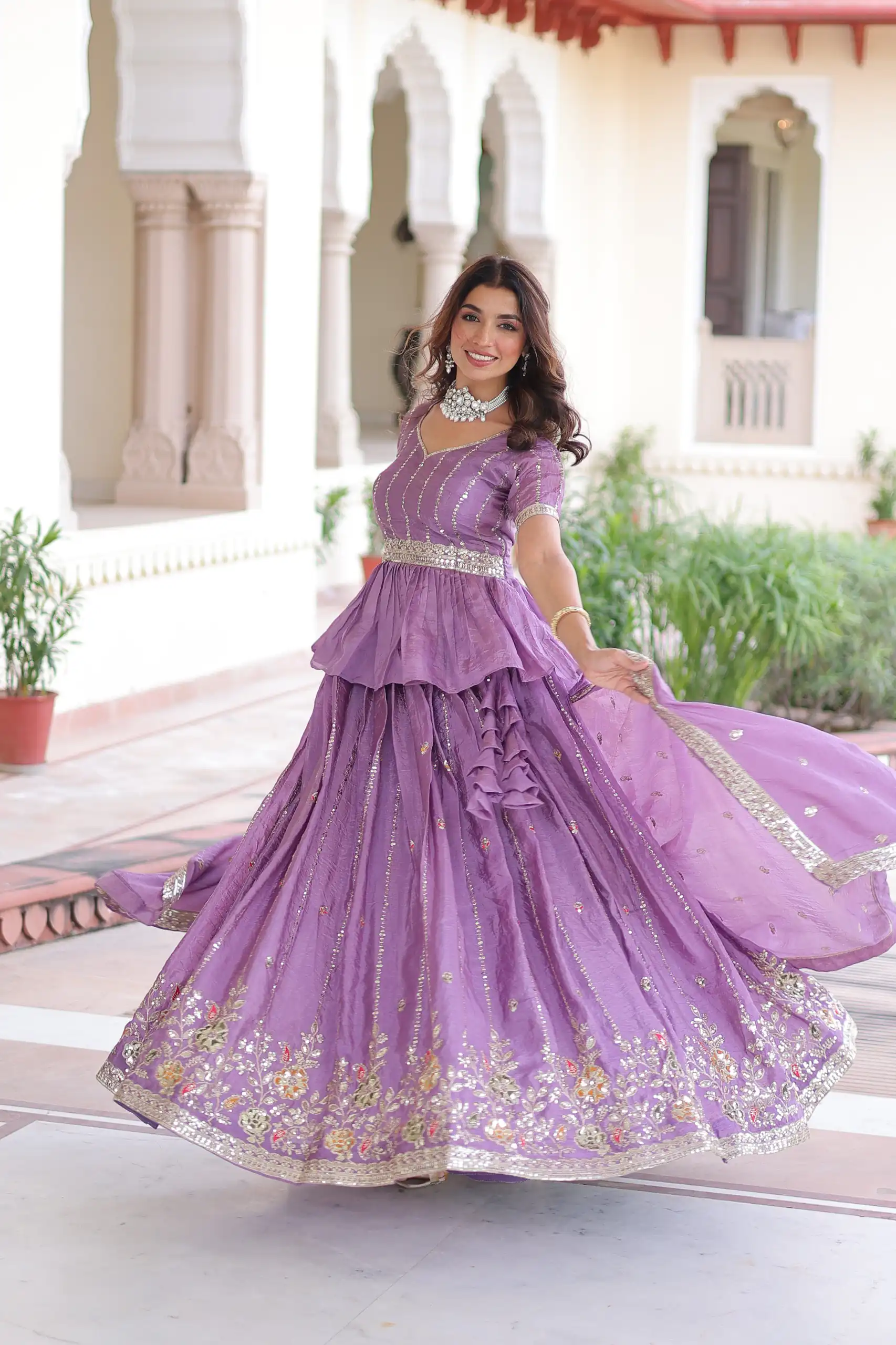 KA 5057 Lavender Gold Crush Lehenga Choli with Embroidery Work & Zari Work. Introductory Price ₹2649. Delivery 4-6 Working Days. Shop now. | Lehenga, Bollywood Lehenga, Creative Lehenga, Designer Lehenga, Embroidered Lehenga, Party Wear Lehenga