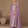 Lavender Vichitra Embroidery Stone Work Salwar Suit