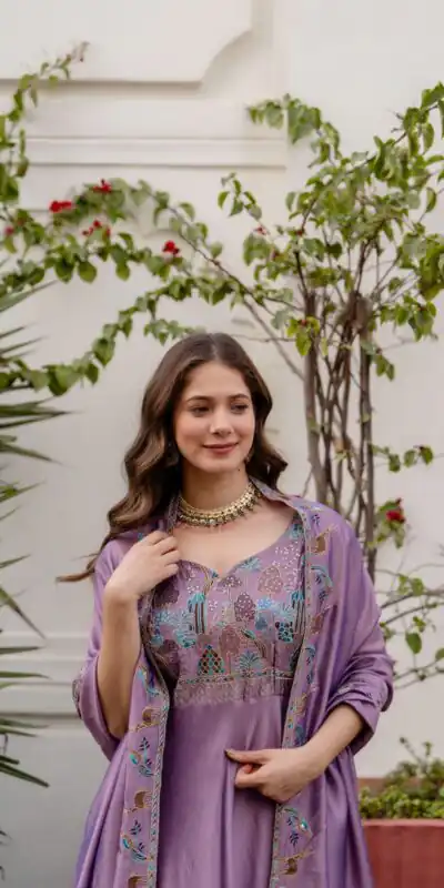 RR 39 Rust Lavender Silk Gown Perfect for Wedding, Party, Holi, Anniversary, Mehendi –. Grab it for ₹2149. Delivery 4-6 Working Days. Shop now. | Gowns, Bollywood Gowns, Creative Gowns, Designer Gowns, Embroidered Gowns, Party Wear Gowns