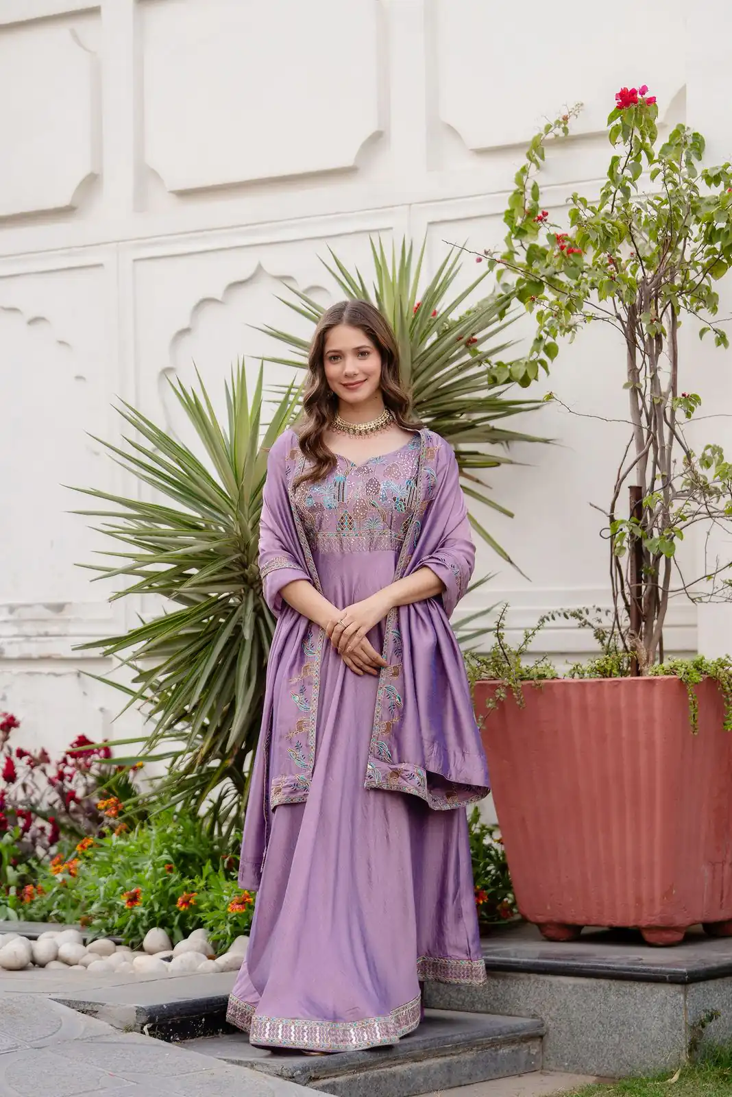 RR 39 Rust Lavender Silk Gown Perfect for Wedding, Party, Holi, Anniversary, Mehendi –. Grab it for ₹2149. Delivery 4-6 Working Days. Shop now. | Gowns, Bollywood Gowns, Creative Gowns, Designer Gowns, Embroidered Gowns, Party Wear Gowns