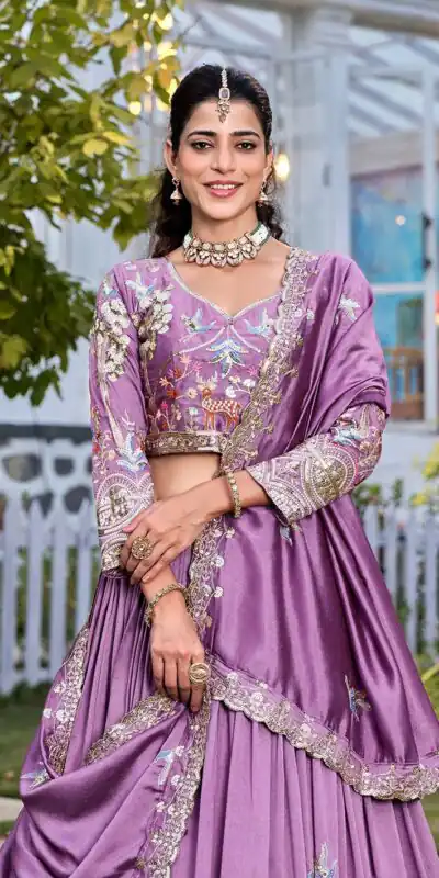 Ram 162 Lavender in Color Vichitra Silk Embroidery Work Lehenga Choli . Now at just ₹3149. Delivery 4-6 Working Days. Shop now. | Lehenga, Bollywood Lehenga, Creative Lehenga, Designer Lehenga, Embroidered Lehenga, Party Wear Lehenga