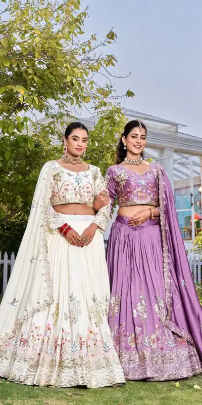 Ram 162 Lavender in Color Vichitra Silk Embroidery Work Lehenga Choli . Now at just ₹3149. Delivery 4-6 Working Days. Shop now. | Lehenga, Bollywood Lehenga, Creative Lehenga, Designer Lehenga, Embroidered Lehenga, Party Wear Lehenga