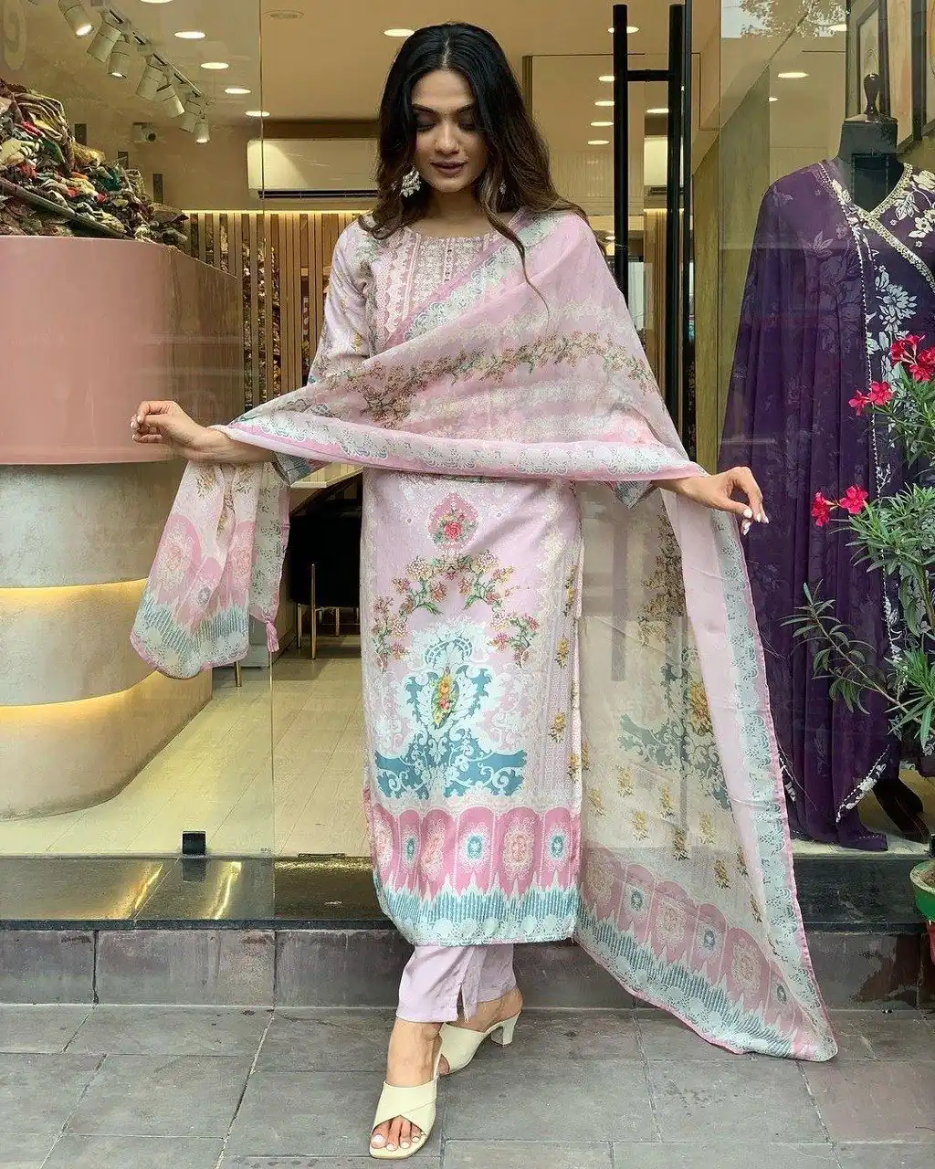 DC G22 Light Pink in Maslin Digital Print Salwar Suit . Wedding, Party, Festive, Events, Introductory Price ₹1749. Delivery 4-6 Working Days. Shop now. | Jump Suits, Salwar suit, Casual Suits, Creative suits, Designer Suits, Palazzo Suits, Party Wear Suits, Patiala Suits, Straight Suits