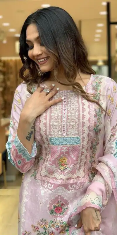 DC G22 Light Pink in Maslin Digital Print Salwar Suit . Wedding, Party, Festive, Events, Introductory Price ₹1749. Delivery 4-6 Working Days. Shop now. | Jump Suits, Salwar suit, Casual Suits, Creative suits, Designer Suits, Palazzo Suits, Party Wear Suits, Patiala Suits, Straight Suits