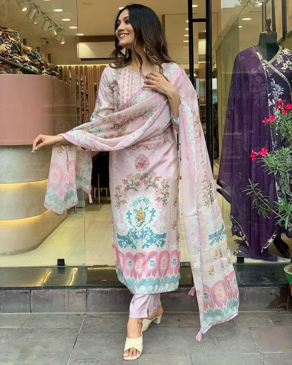 DC G22 Light Pink in Maslin Digital Print Salwar Suit . Wedding, Party, Festive, Events, Introductory Price ₹1749. Delivery 4-6 Working Days. Shop now. | Jump Suits, Salwar suit, Casual Suits, Creative suits, Designer Suits, Palazzo Suits, Party Wear Suits, Patiala Suits, Straight Suits