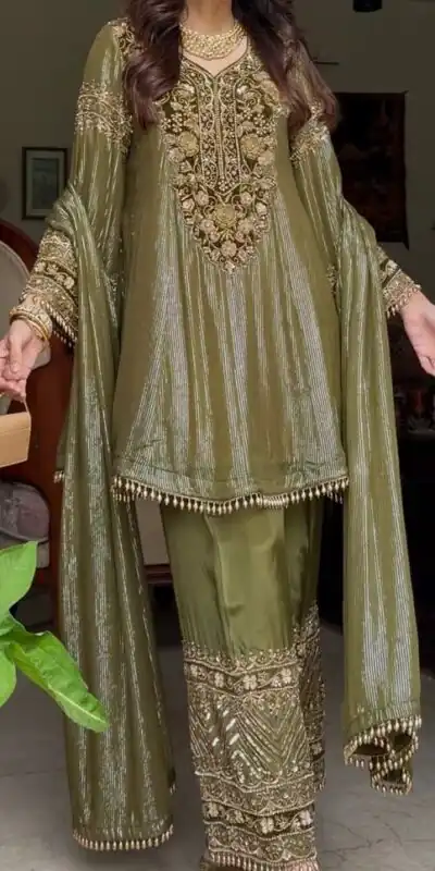 Mahendi Nylon With Embroidery Work Salwar Suit