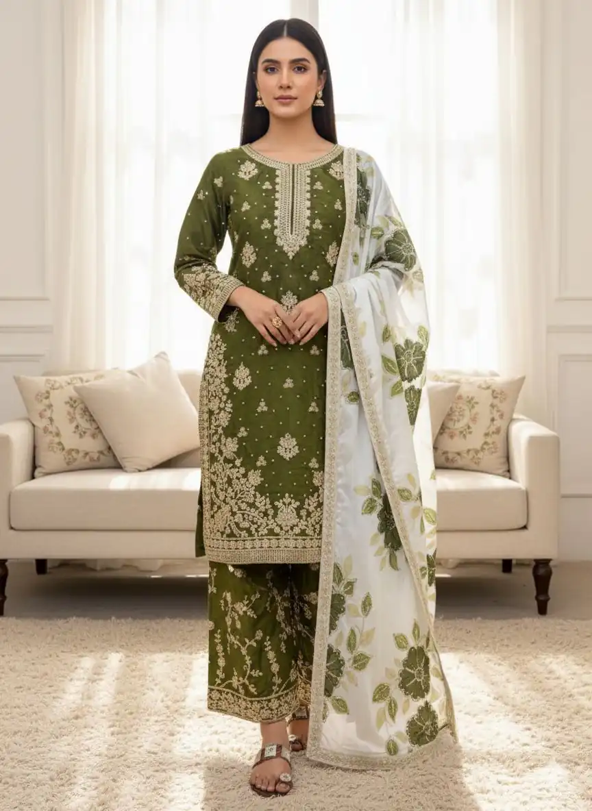 SRK 5315 Mahendi Organza SILK Salwar Suit Perfect for Wedding, Party, Lohri, Ethnic Day, Eid – . Affordable Price ₹2499. Delivery 4-6 Working Days. | Jump Suits, Salwar suit, Casual Suits, Creative suits, Designer Suits, Palazzo Suits, Party Wear Suits, Patiala Suits, Straight Suits