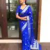 Majestic Royal Blue Lichi Silk Jacquard Work Saree