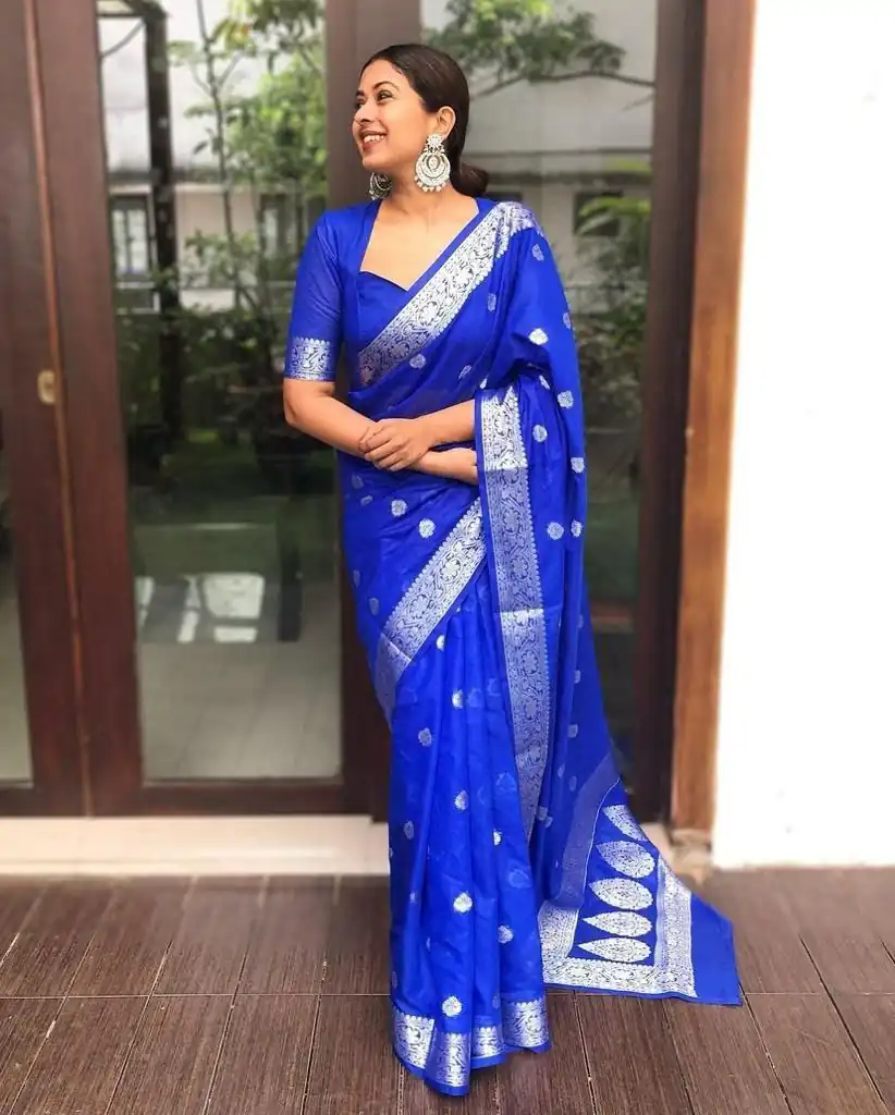 ES 8271 Royal Blue Soft Lichi Silk Saree Perfect for Wedding, Party, Reception, Diwali, Ethnic Day – . Affordable Price ₹1349. Delivery 4-6 Working Days. | Designer Sarees, Sarees, Bollywood Sarees, Creative Sarees, Embroidered Sarees, Ethnic Saree, Modern Digital sarees, Party Wear Sarees
