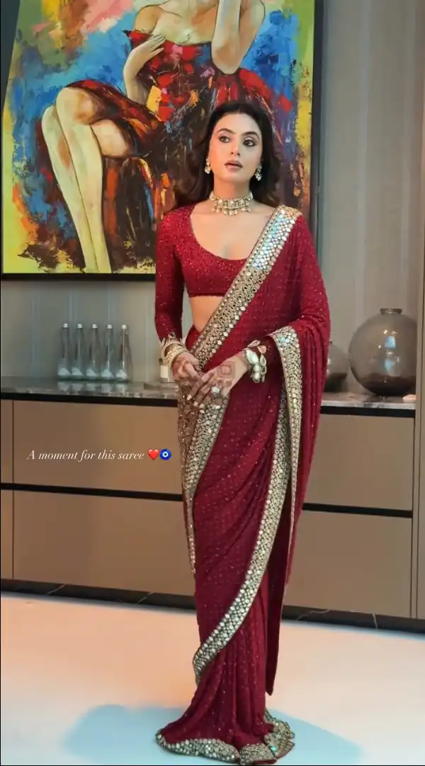 BT 443 Maroon Color Georgette Saree with Embroidery Work & Mirror Work. Get it for ₹2449. Delivery 4-6 Working Days. Shop now. | Designer Sarees, Sarees, Bollywood Sarees, Creative Sarees, Embroidered Sarees, Ethnic Saree, Modern Digital sarees, Party Wear Sarees