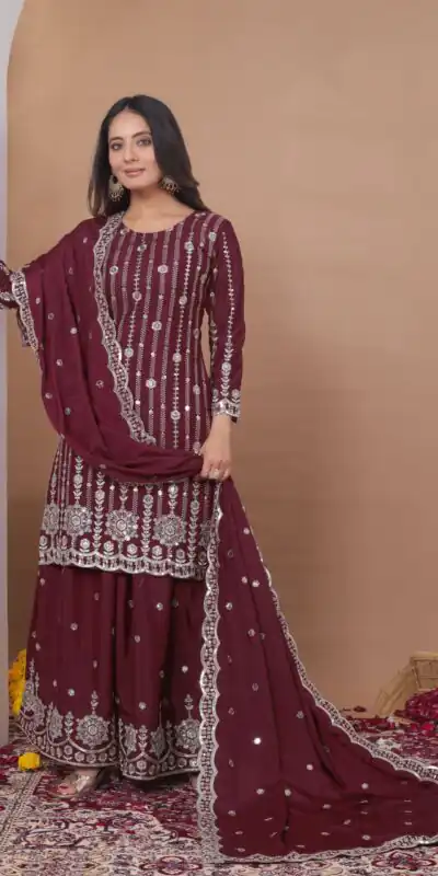 FE 126 Maroon Color Natural Crap Salwar Suit with Embroidery Work. Special Price ₹2399. Delivery 4-6 Working Days. Shop now. | Jump Suits, Salwar suit, Casual Suits, Creative suits, Designer Suits, Palazzo Suits, Party Wear Suits, Patiala Suits, Straight Suits