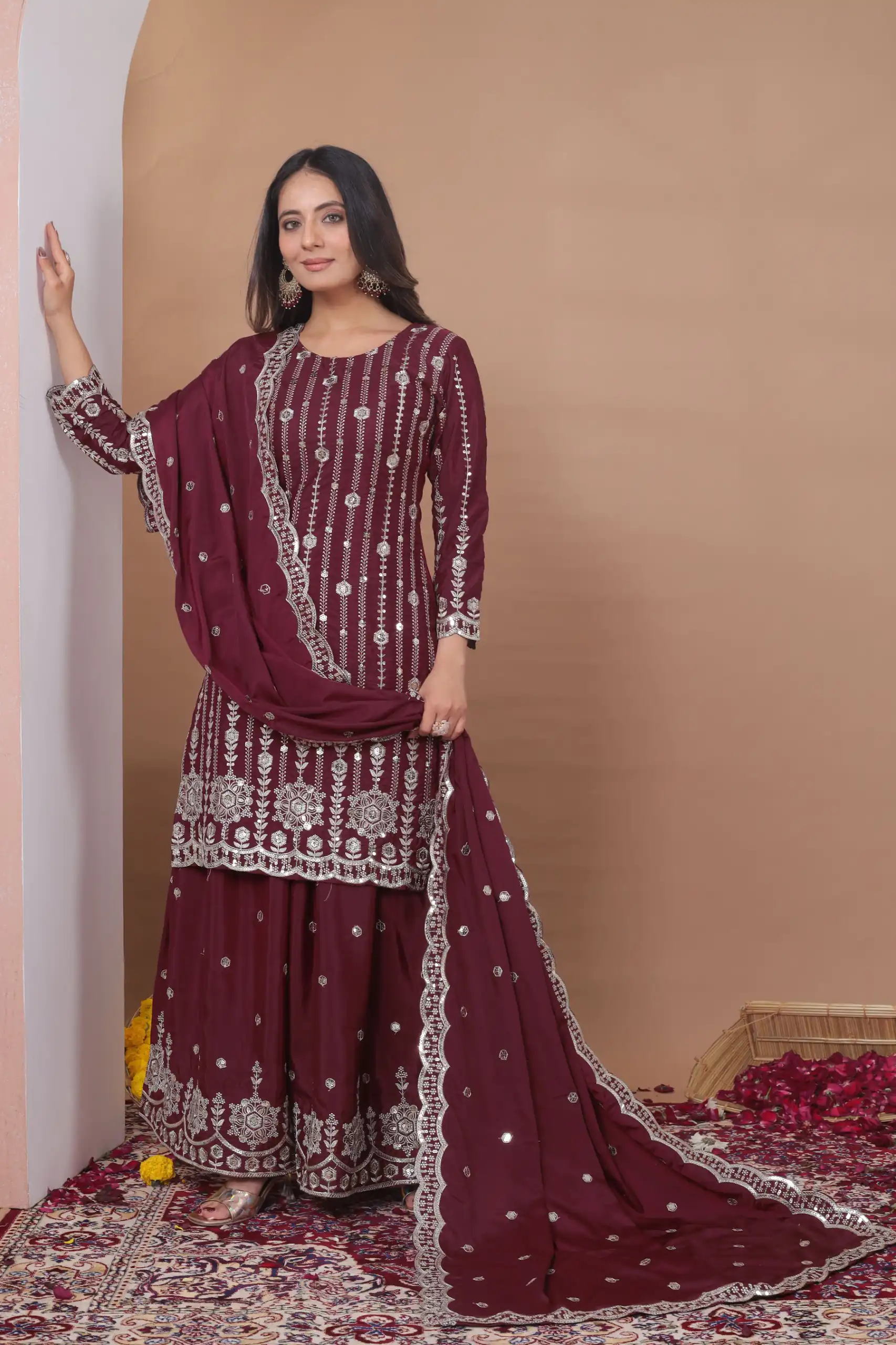 FE 126 Maroon Color Natural Crap Salwar Suit with Embroidery Work. Special Price ₹2399. Delivery 4-6 Working Days. Shop now. | Jump Suits, Salwar suit, Casual Suits, Creative suits, Designer Suits, Palazzo Suits, Party Wear Suits, Patiala Suits, Straight Suits