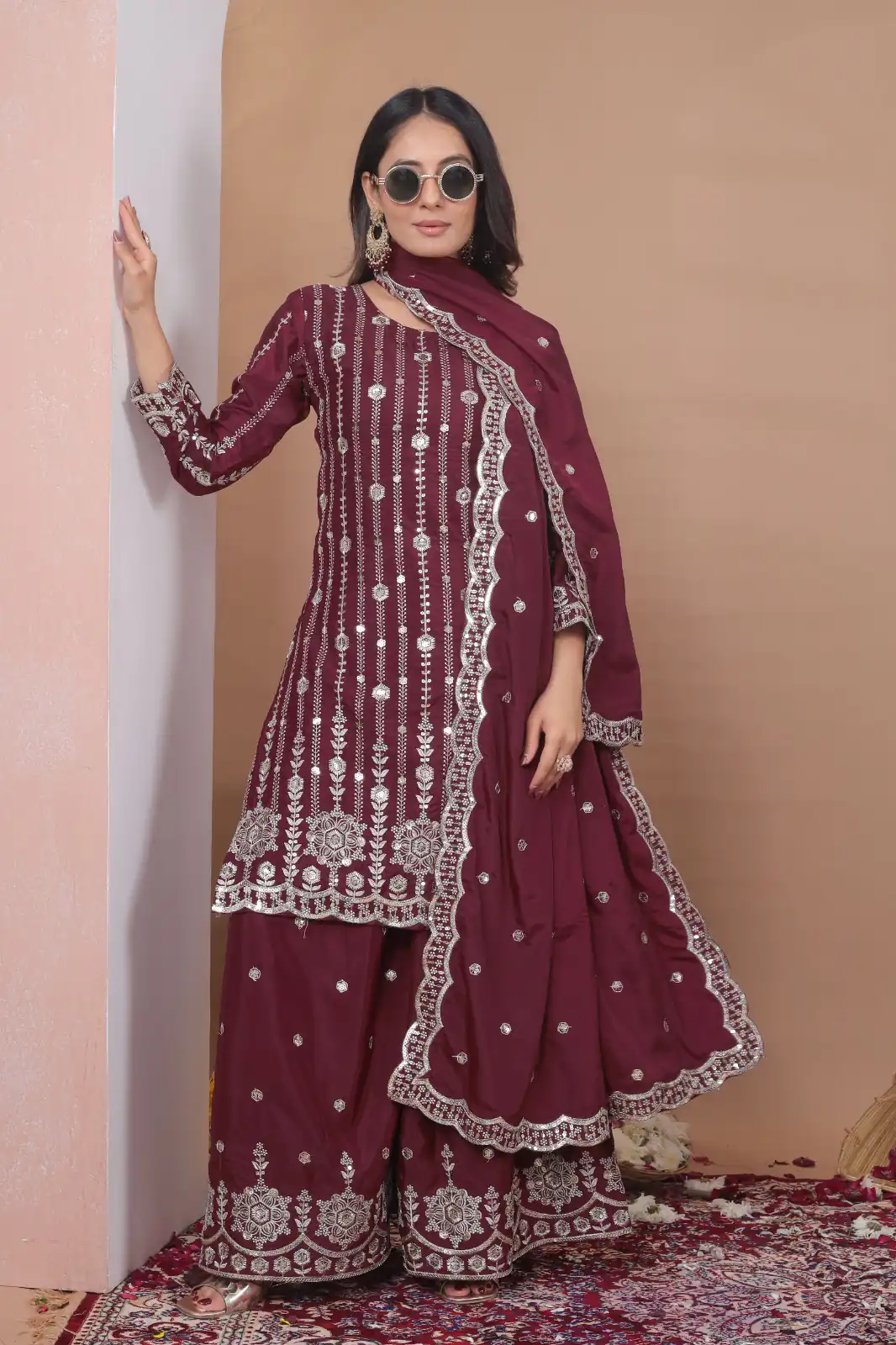 FE 126 Maroon Color Natural Crap Salwar Suit with Embroidery Work. Special Price ₹2399. Delivery 4-6 Working Days. Shop now. | Jump Suits, Salwar suit, Casual Suits, Creative suits, Designer Suits, Palazzo Suits, Party Wear Suits, Patiala Suits, Straight Suits