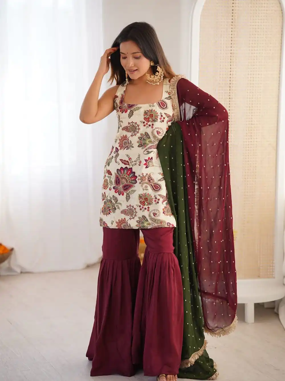 ST 1153 Maroon Color Natural Crep Salwar Suit with Embroidery Work. Wedding, Party, Festive, Best Price ₹2449. Delivery 4-6 Working Days. Shop now. | Jump Suits, Salwar suit, Casual Suits, Creative suits, Designer Suits, Palazzo Suits, Party Wear Suits, Patiala Suits, Straight Suits