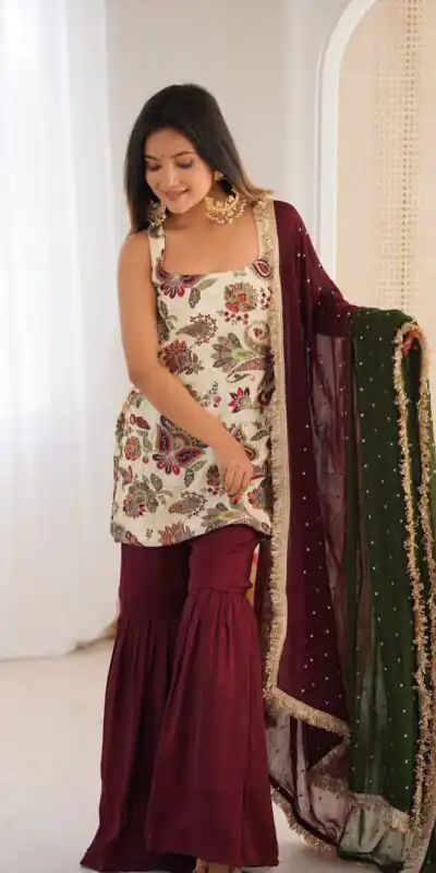 ST 1153 Maroon Color Natural Crep Salwar Suit with Embroidery Work. Wedding, Party, Festive, Best Price ₹2449. Delivery 4-6 Working Days. Shop now. | Jump Suits, Salwar suit, Casual Suits, Creative suits, Designer Suits, Palazzo Suits, Party Wear Suits, Patiala Suits, Straight Suits