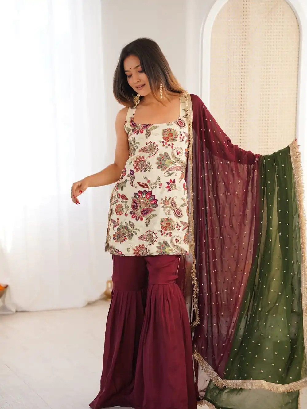 ST 1153 Maroon Color Natural Crep Salwar Suit with Embroidery Work. Wedding, Party, Festive, Best Price ₹2449. Delivery 4-6 Working Days. Shop now. | Jump Suits, Salwar suit, Casual Suits, Creative suits, Designer Suits, Palazzo Suits, Party Wear Suits, Patiala Suits, Straight Suits