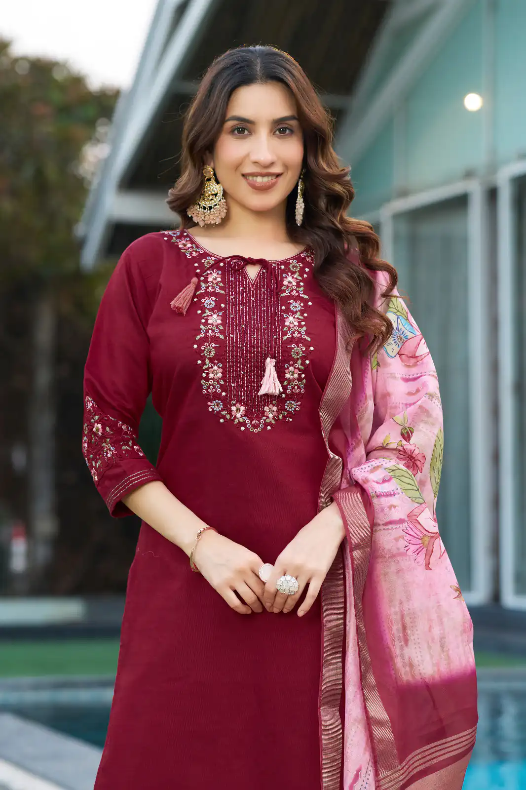 DIVA 115 Maroon Viscose Silk Salwar Suit with Digital Print & Embroidery Work. Festive Deal ₹2049. Delivery 4-6 Working Days. Shop now. | Jump Suits, Salwar suit, Casual Suits, Creative suits, Designer Suits, Palazzo Suits, Party Wear Suits, Patiala Suits, Straight Suits