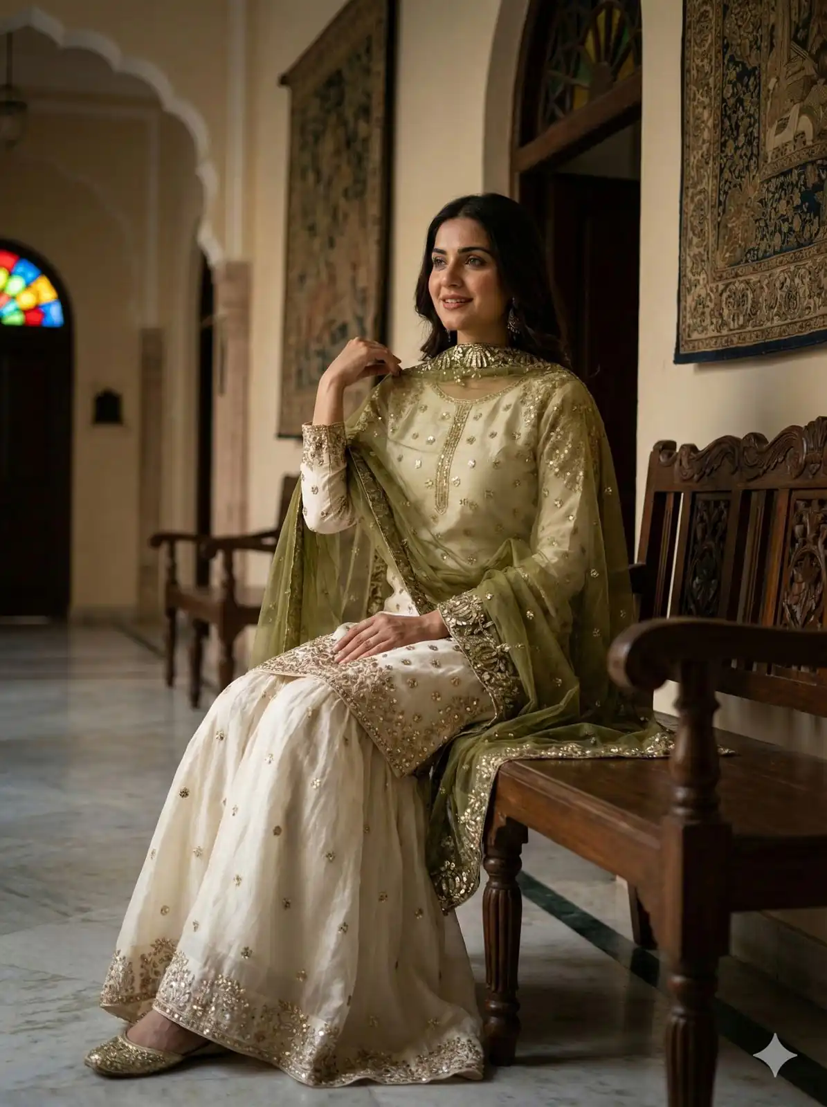 Mehendi Fendy Silk Embroider Work Salwar Suit - Image 2