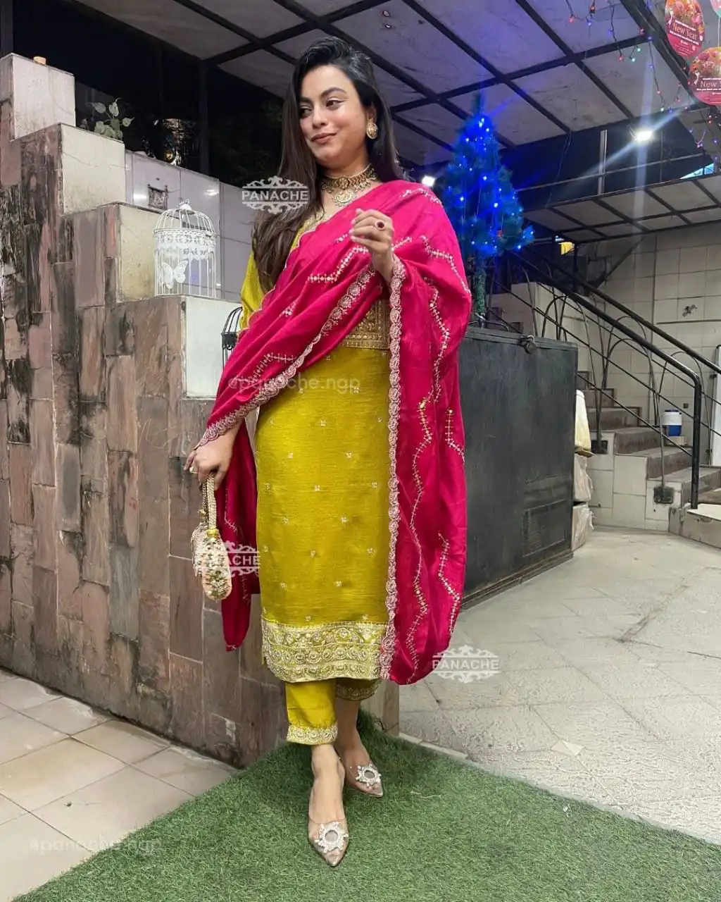 Mustered Chinon Embroidery Cut Work Salwar Suit - Image 3