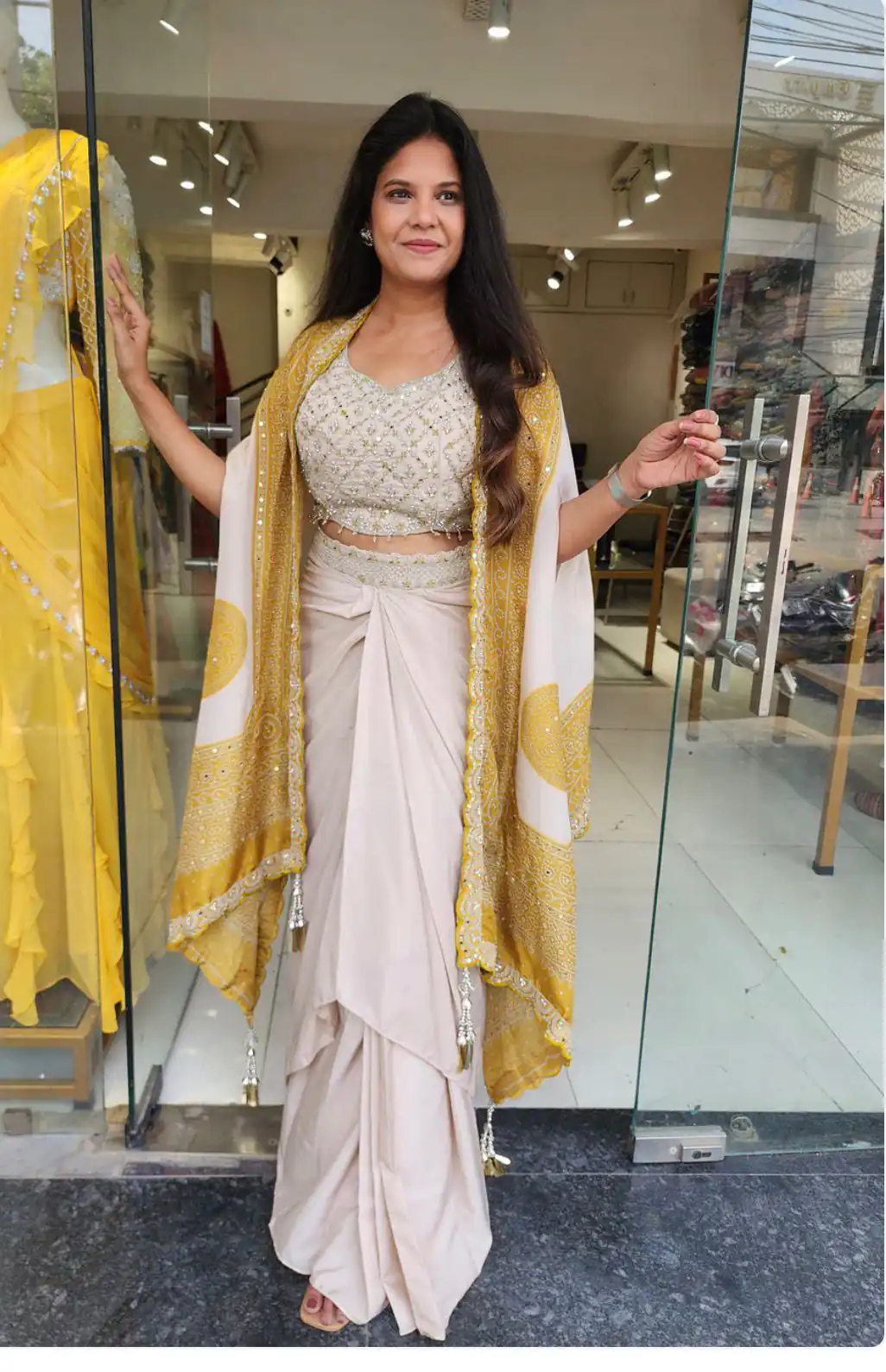 BB 53 Mustered Crap Silk Dhoti Suit. Perfect for Wedding, Party, Anniversary, Holi, Temple Visit – Available at ₹2599 only. Delivery 4-6 Working Days. | Jump Suits, Salwar suit, Casual Suits, Creative suits, Designer Suits, Palazzo Suits, Party Wear Suits, Patiala Suits, Straight Suits