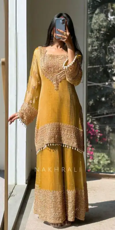 SR 1705 Mustered Fendy Silk Salwar Suit Perfect for Wedding, Party, Cultural Events, Sangeet, Housewarming – . Grab it for ₹2449. Delivery 4-6 Working Da | Jump Suits, Salwar suit, Casual Suits, Creative suits, Designer Suits, Palazzo Suits, Party Wear Suits, Patiala Suits, Straight Suits