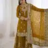Mustered Georgette Sequence Work Salwar Suit