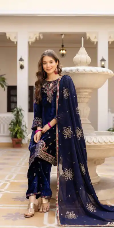 ST 1164 Navy Blue 9000 Velvet Salwar Suit Perfect for Wedding, Party, Family Gatherings, Ethnic Day, Holi – . Best Price ₹2149. Delivery 4-6 Working Days. | Jump Suits, Salwar suit, Casual Suits, Creative suits, Designer Suits, Palazzo Suits, Party Wear Suits, Patiala Suits, Straight Suits
