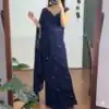 ST 1157 Navy Blue in Faux Georgette Mirror Work & Embroidery Work Saree. Festive Deal ₹1899. Delivery 4-6 Working Days. Shop now. | Designer Sarees, Sarees, Bollywood Sarees, Creative Sarees, Embroidered Sarees, Ethnic Saree, Modern Digital sarees, Party Wear Sarees