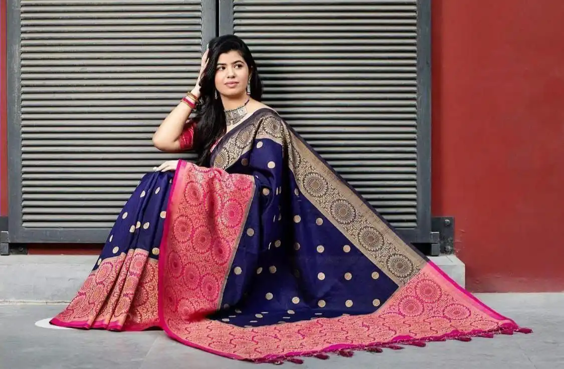 KPR 088 Navy Blue Color Soft Lichi Silk Saree with Lace Border & Lace Work. Best Price ₹1449. Delivery 4-6 Working Days. Shop now. | Designer Sarees, Sarees, Bollywood Sarees, Creative Sarees, Embroidered Sarees, Ethnic Saree, Modern Digital sarees, Party Wear Sarees