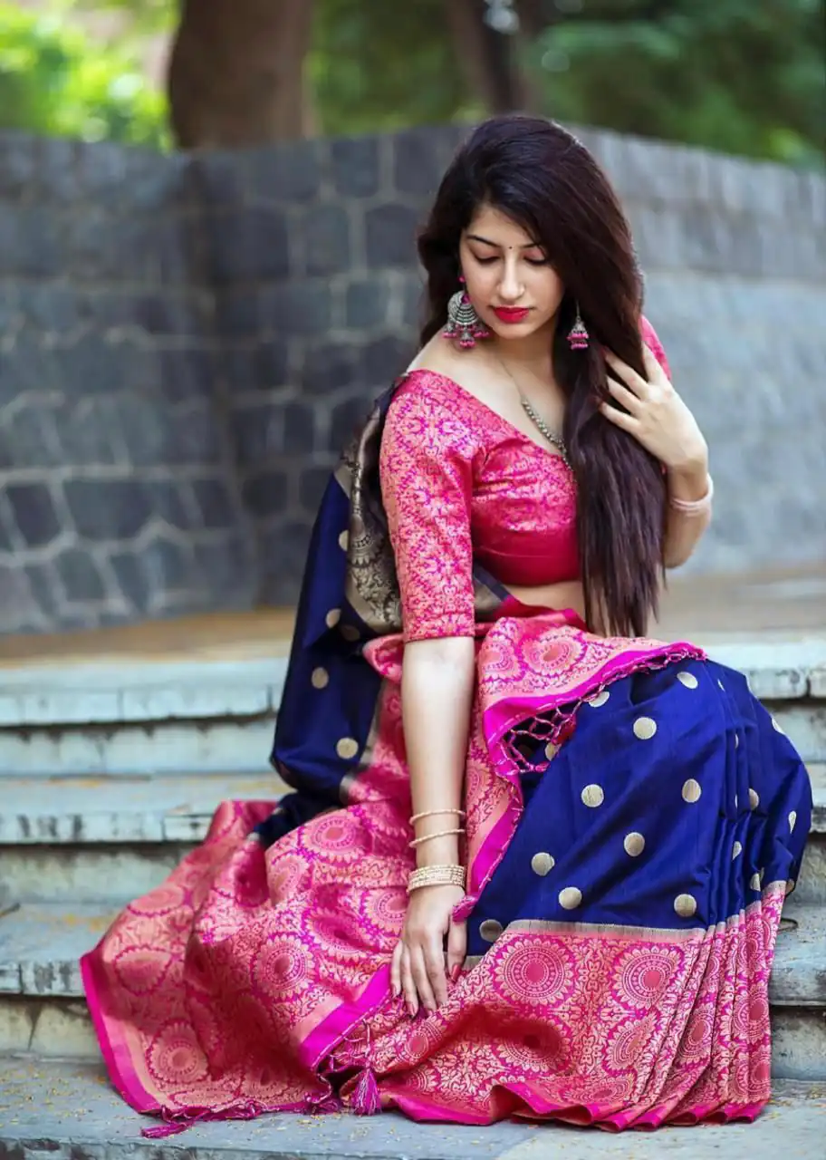 KPR 088 Navy Blue Color Soft Lichi Silk Saree with Lace Border & Lace Work. Best Price ₹1449. Delivery 4-6 Working Days. Shop now. | Designer Sarees, Sarees, Bollywood Sarees, Creative Sarees, Embroidered Sarees, Ethnic Saree, Modern Digital sarees, Party Wear Sarees