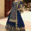 Navy Blue Soft Net With Embroidery Work Salwar Suit