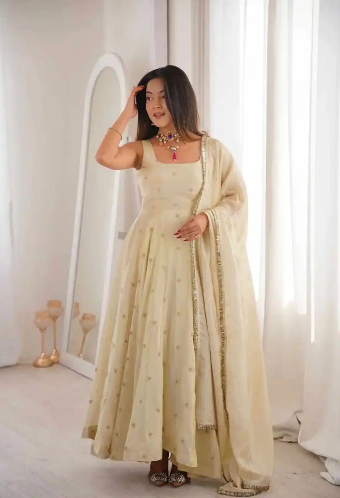 SRK 5325 Off White in Cosmos Embroidery Work & Lace Work Salwar Suit Gold. Available at ₹2099 only. Delivery 4-6 Working Days. Shop now. | Jump Suits, Salwar suit, Casual Suits, Creative suits, Designer Suits, Palazzo Suits, Party Wear Suits, Patiala Suits, Straight Suits