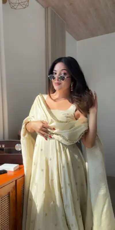 SRK 5325 Off White in Cosmos Embroidery Work & Lace Work Salwar Suit Gold. Available at ₹2099 only. Delivery 4-6 Working Days. Shop now. | Jump Suits, Salwar suit, Casual Suits, Creative suits, Designer Suits, Palazzo Suits, Party Wear Suits, Patiala Suits, Straight Suits