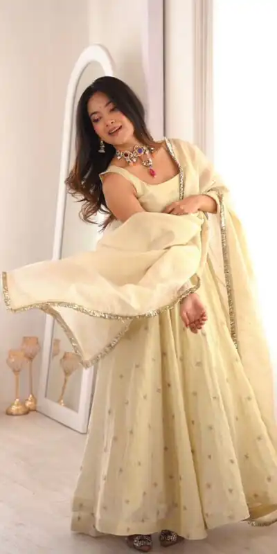 SRK 5325 Off White in Cosmos Embroidery Work & Lace Work Salwar Suit Gold. Available at ₹2099 only. Delivery 4-6 Working Days. Shop now. | Jump Suits, Salwar suit, Casual Suits, Creative suits, Designer Suits, Palazzo Suits, Party Wear Suits, Patiala Suits, Straight Suits